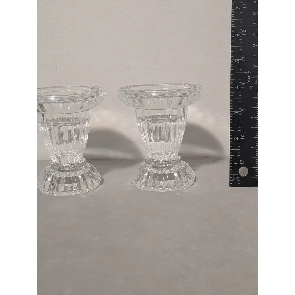 Vtg Gorham Crystal Reversible Candle Holders 4